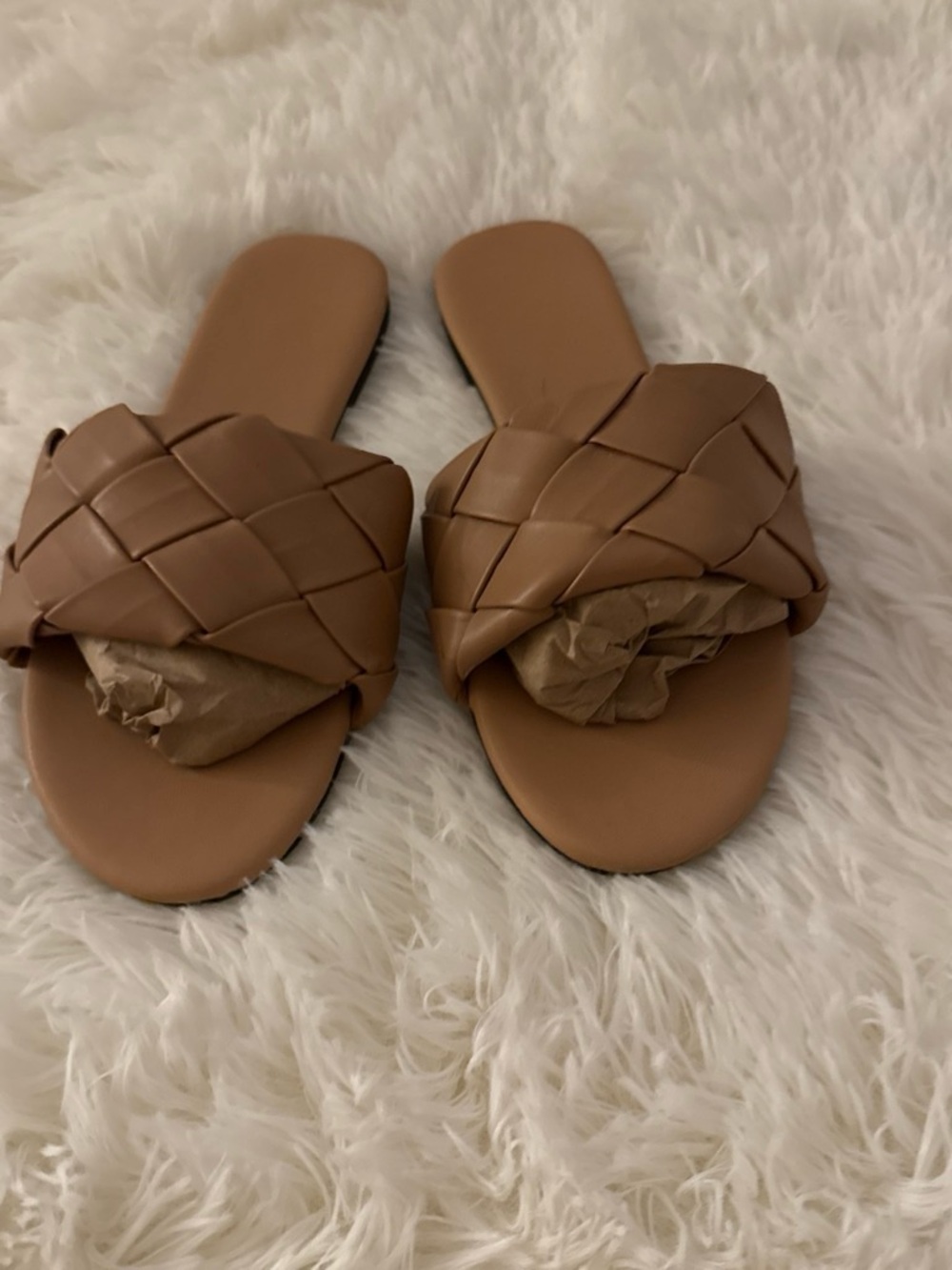 Source Unknown Woven Slide Sandals in Brown